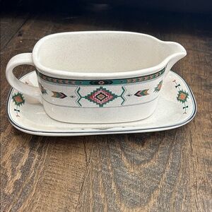Studio Nova Aztec Southwestern Gravy Boat With Under-plate Geometric 2201